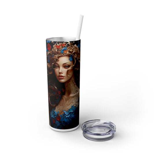 Puzzled Beauty - Skinny Tumbler with Straw, 20oz