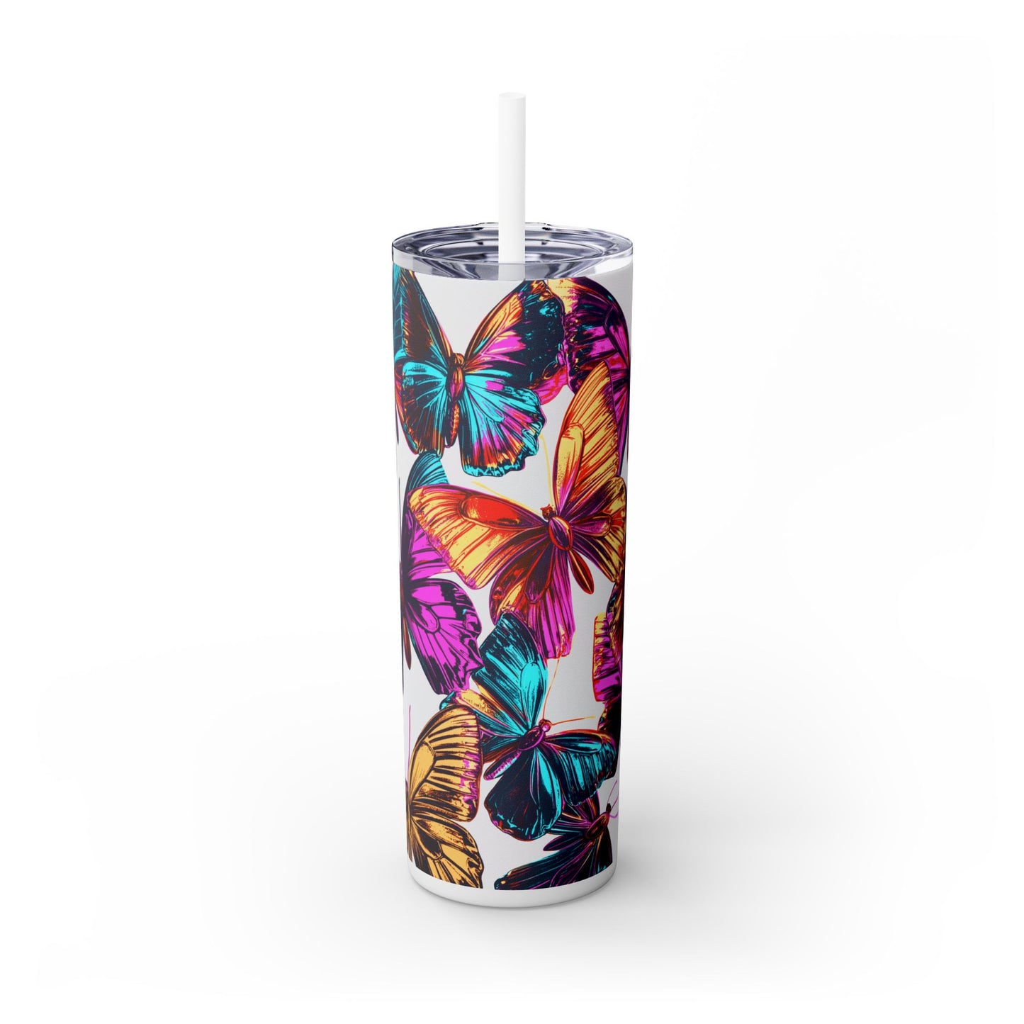 Butterfly - Skinny Tumbler with Straw, 20oz