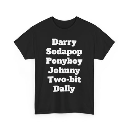 The Outsiders Inspired Unisex Heavy Cotton Tee - Classic Literary Character Names