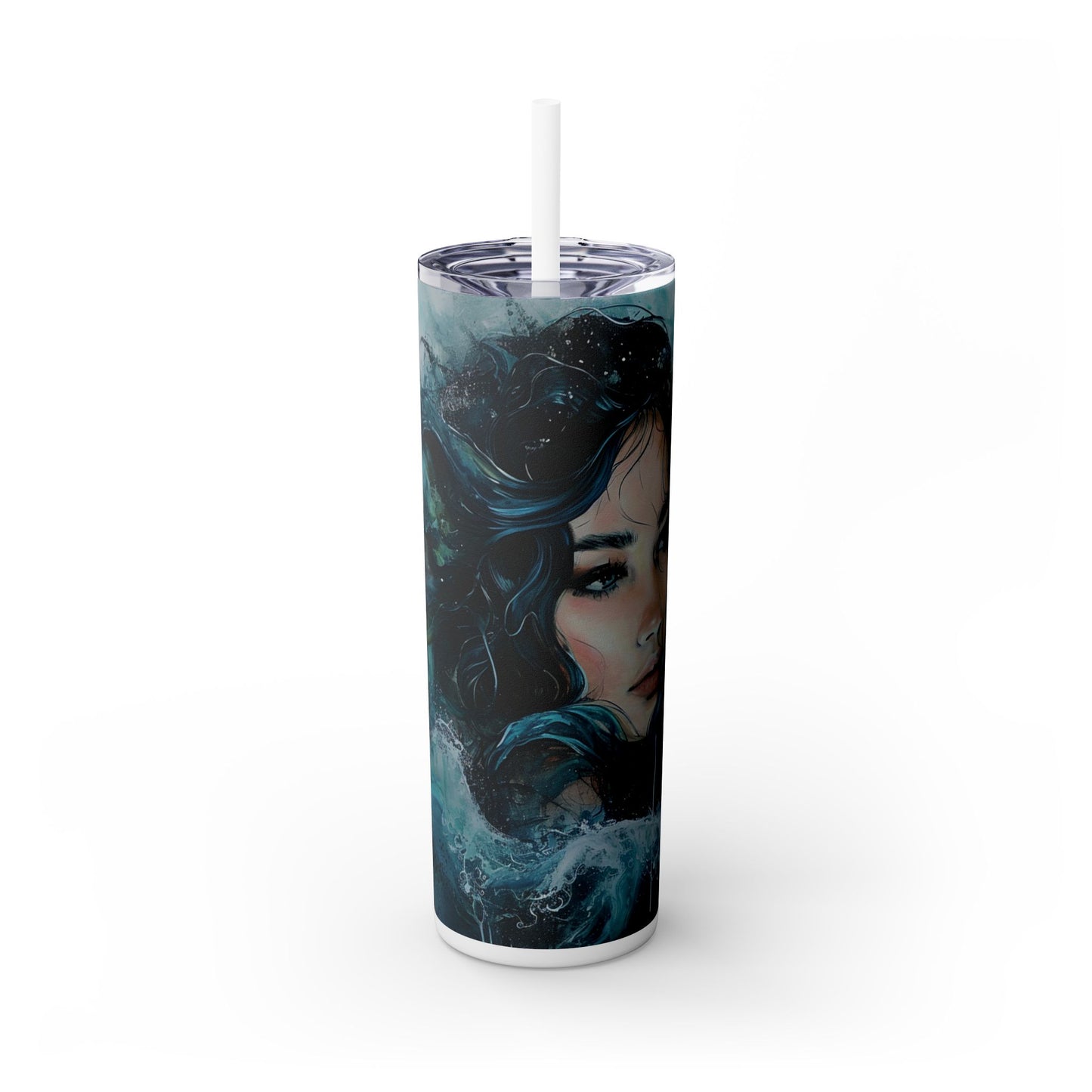 Blue Beauty - Skinny Tumbler with Straw, 20oz