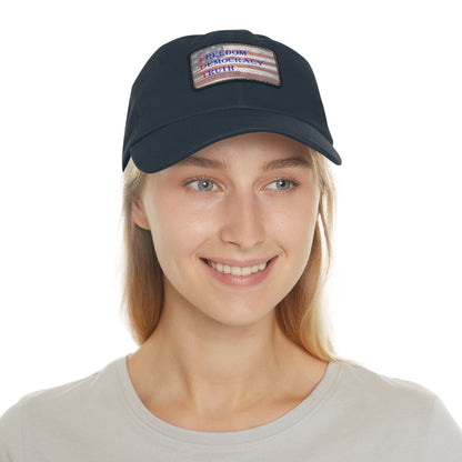 Patriotic Dad Hat with Leather Patch - Freedom, Democracy, Truth