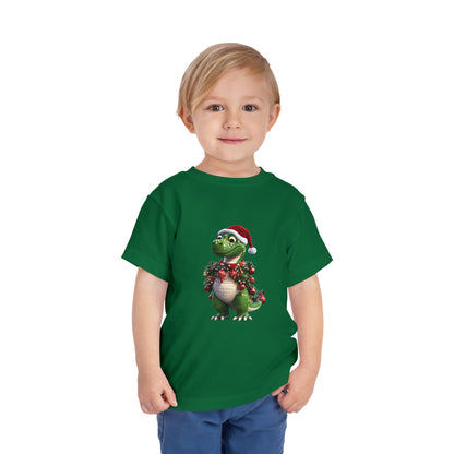 Toddler T-Shirt Christmas T-Rex with Santa Hat