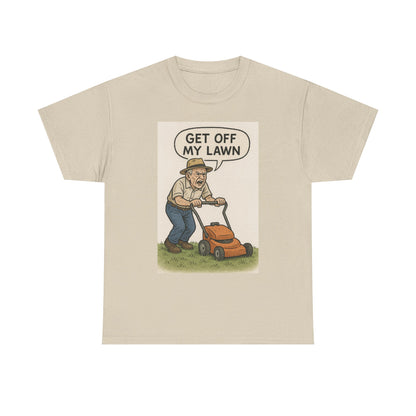 Get Off My Lawn Graphic Tee | Funny Unisex Cotton T-Shirt, Gift for Gardeners, Dad Humor Shirt, Lawn Care Lover's Apparel