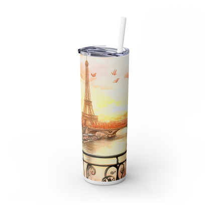 Cats in Paris - Skinny Tumbler with Straw, 20oz